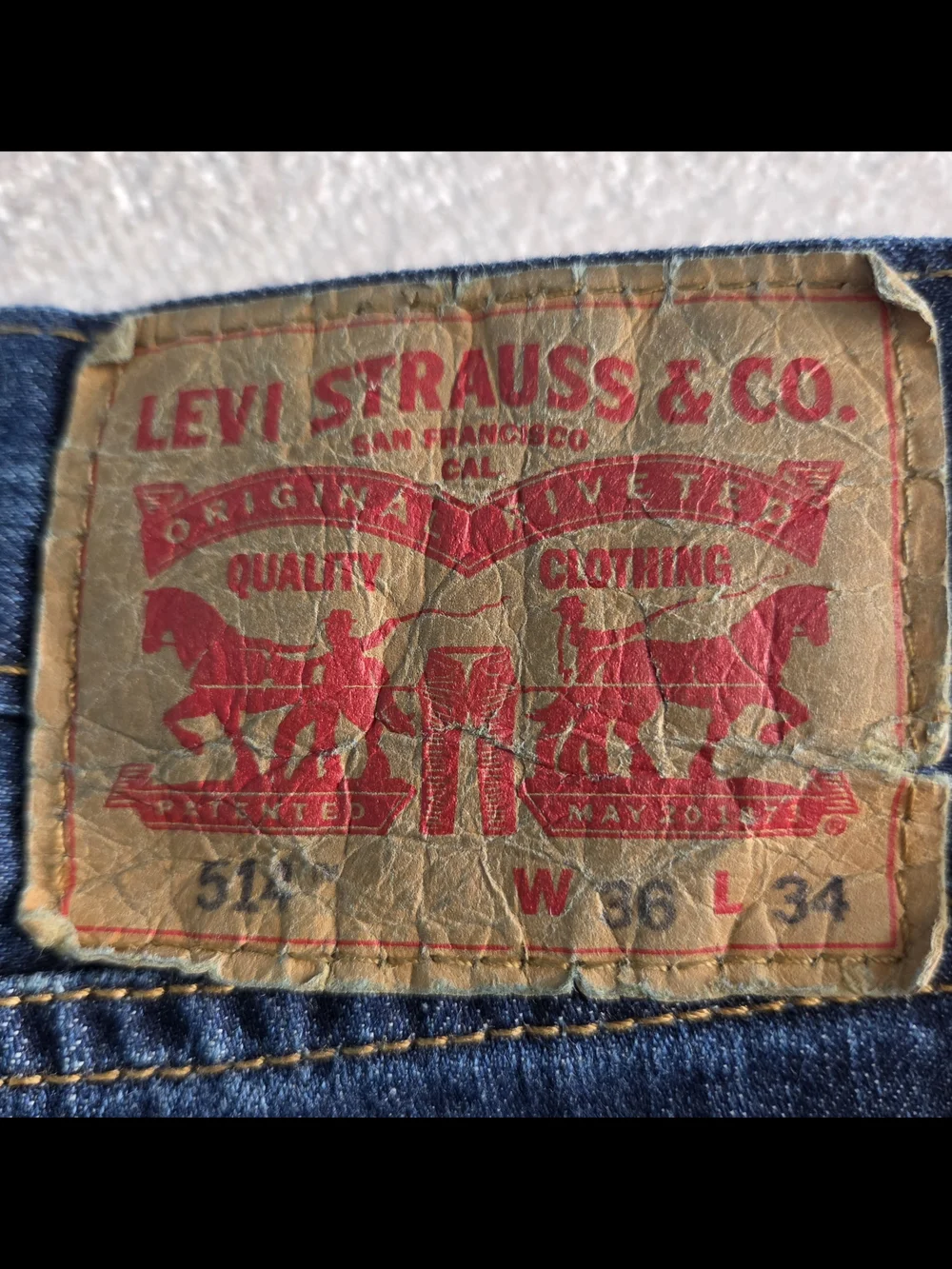 Levi's 514 Straight Fit Jeans Men's 36x34 Dark Wash WaterLess Stretch Denim Blue